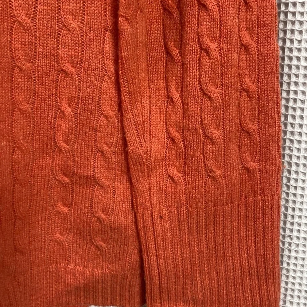 Kenar Sweater Womens Small Orange Good 100% 2-Ply Cashmere Cable Knit Scoop Neck
